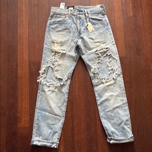 Levi's Blue Relaxed Fit Jeans with Distressed Details